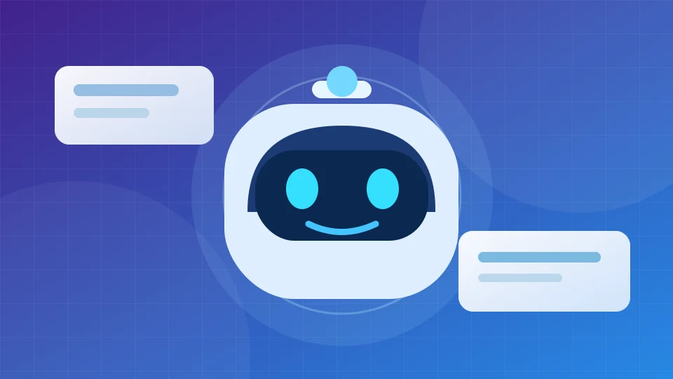Ilustração de assistente virtual de inteligência artificial para atendimento